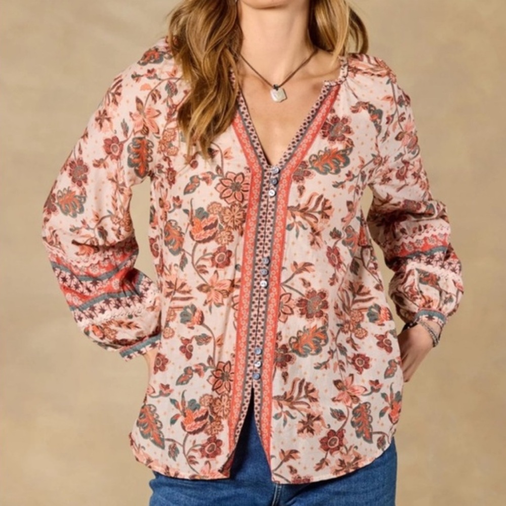 Sundance cotton/silk blend Floral Bohemian top